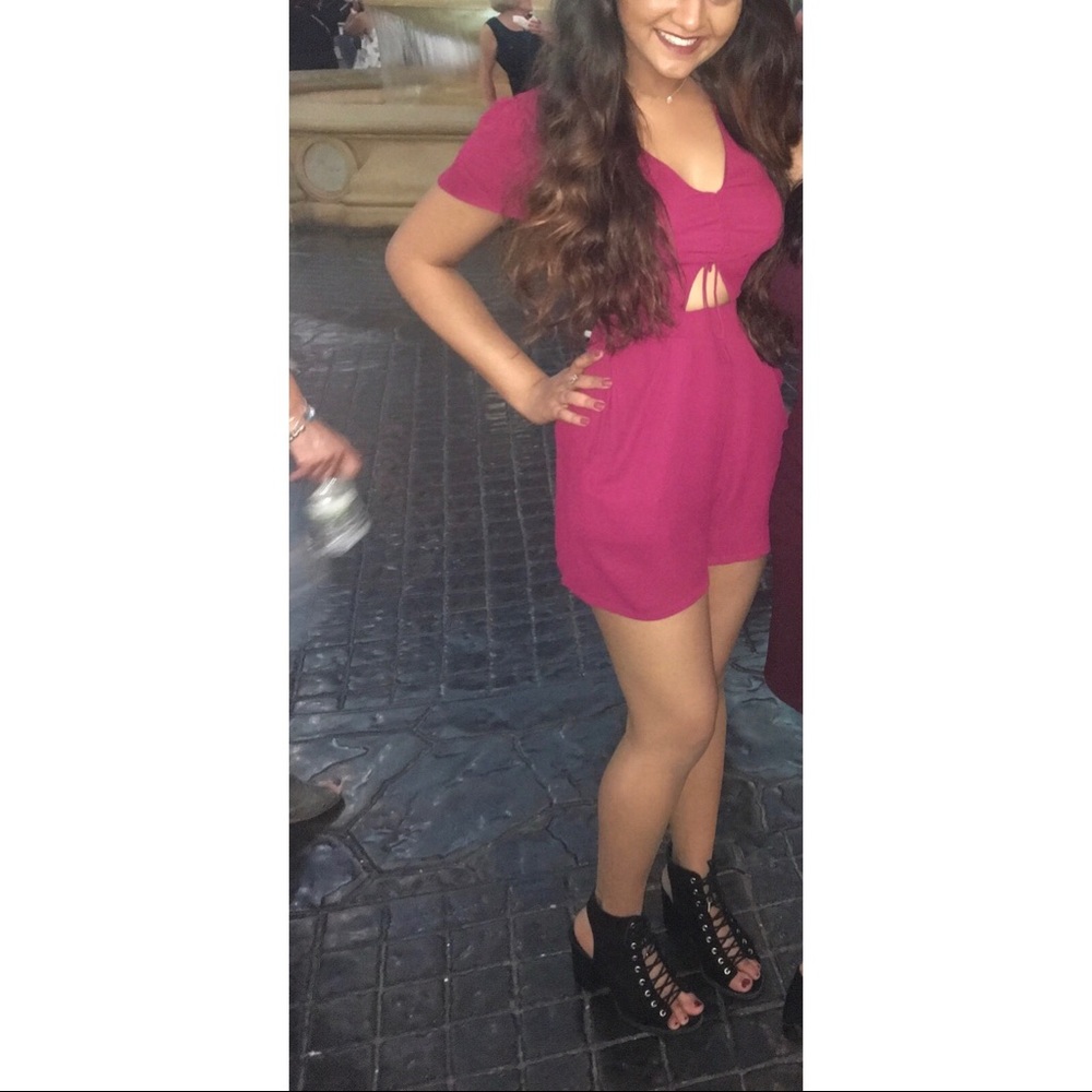 Magenta Romper with Cut Out